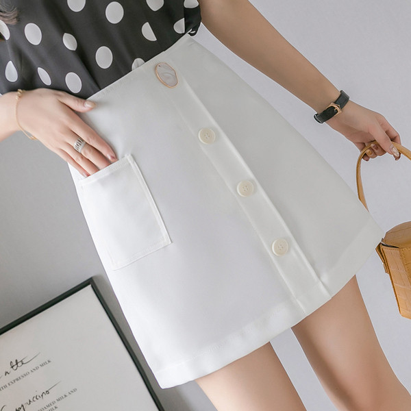 Lezser női szoknya három színben, gombokkal