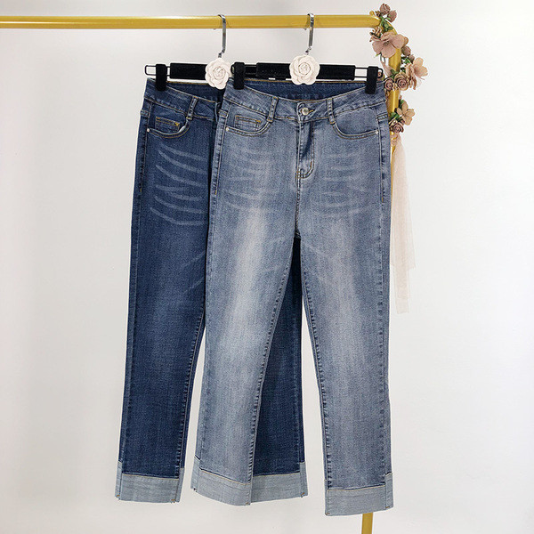 Γυναικεία τζιν με ψηλή  μέση - ίσιο μοντέλο