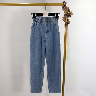 Γυναικεία τζιν μπλε χρώμα με ψηλή ελαστική μέση