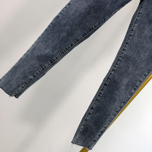 Τζιν γυναικεία σε σκούρο μπλε υψηλή μέση - λεπτό μοτίβο