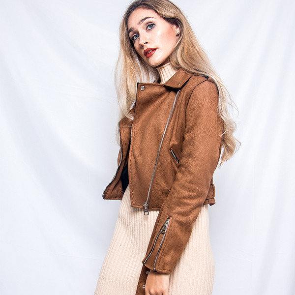 Μοντέρνο γυναικείο μπουφάν οικολογικό βελούδο με ζώνη σε διάφορα χρώματα