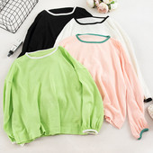 Γυναικεία μπλούζα με   σε τέσσερα χρώματα  με O-λαιμό και μακριά μανίκια