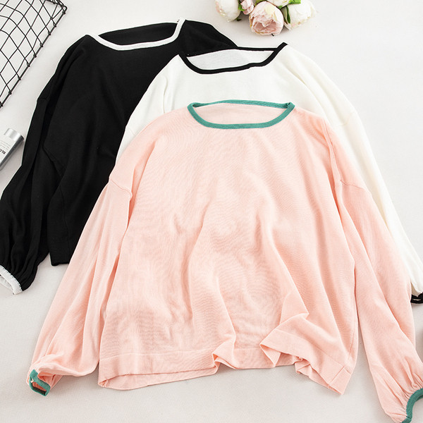 Γυναικεία μπλούζα με   σε τέσσερα χρώματα  με O-λαιμό και μακριά μανίκια