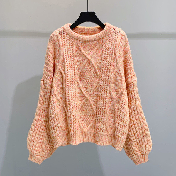 Női téli pulóver O-alakú gallérral, öt színben