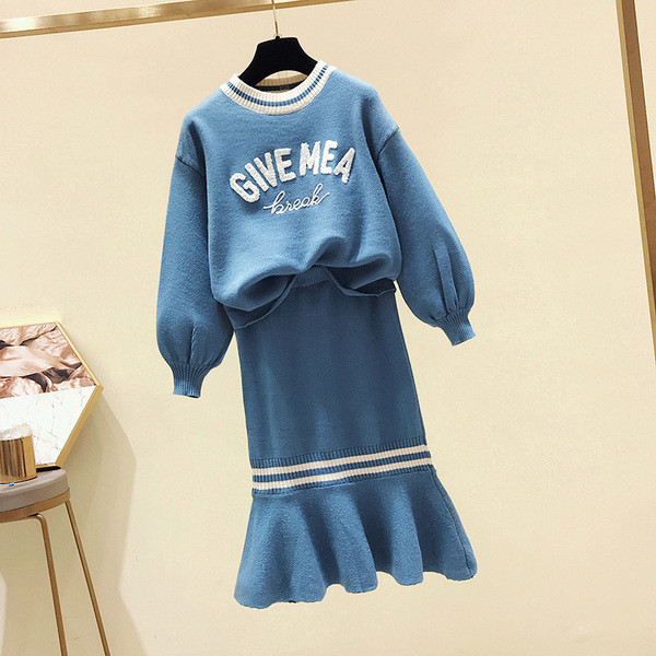 Set actual pentru femei din două părți - bluză și fustă în patru culori