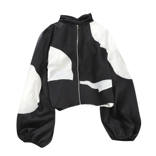 Γυναικείο φούτερ με φαρδιά μανίκια σε μαύρο και άσπρο χρώμα