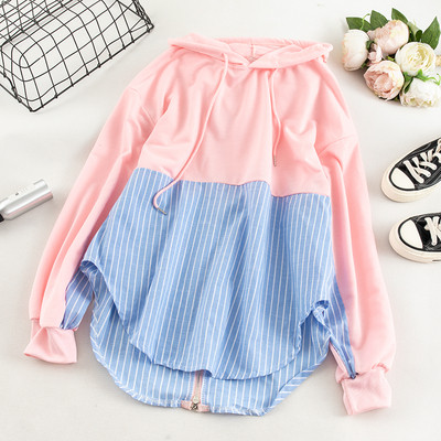 Αθλητική casual γυναικεία μπλούζα σε τρία χρώματα με φερμουάρ και κορδόνια