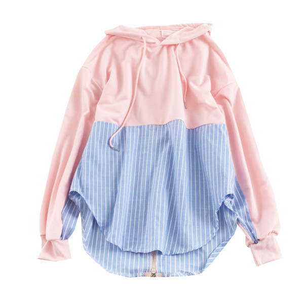 Αθλητική casual γυναικεία  μπλούζα  σε τρία χρώματα με φερμουάρ και κορδόνια