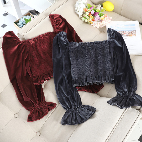 Bluza de dama elastica din catifea in mai multe culori