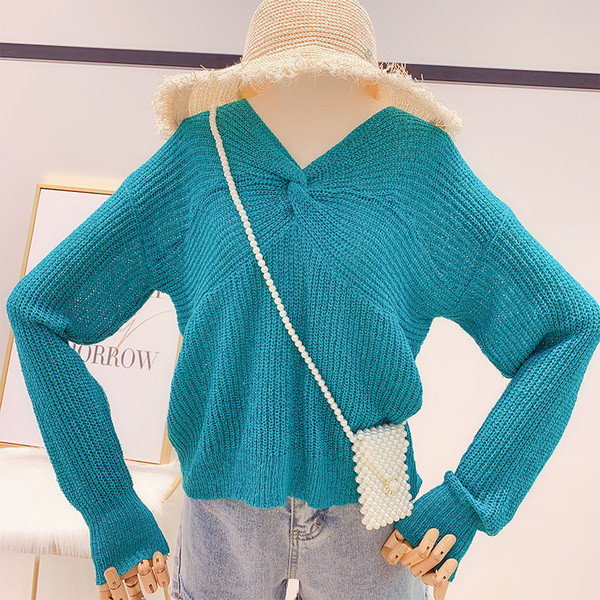 Pulover de dama model nou cu decolteu in V in mai multe culori