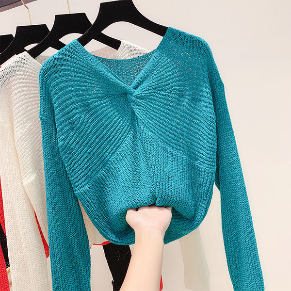 Pulover de dama model nou cu decolteu in V in mai multe culori