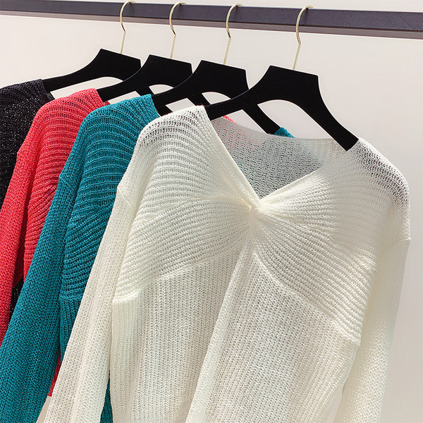 Pulover de dama model nou cu decolteu in V in mai multe culori