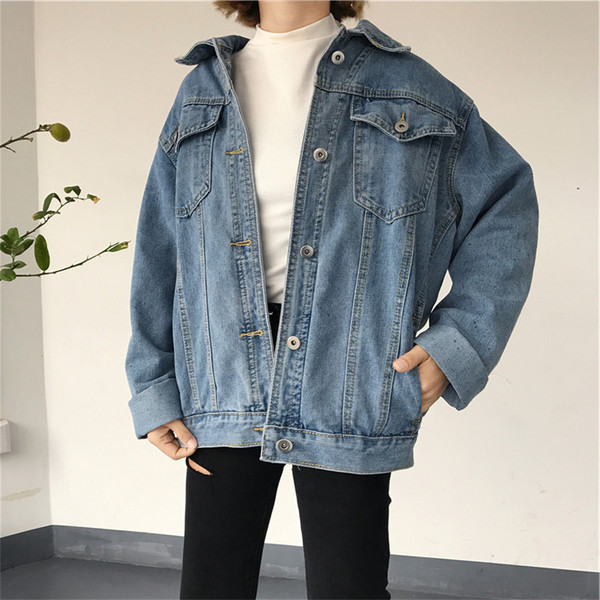 Casual Γυναικείο τζιν μπουφάν φαρδύ μοντέλο