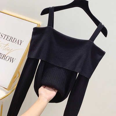 Μοντέρνο γυναικείο πουλόβερ με γυμνούς ώμους σε διάφορα χρώματα