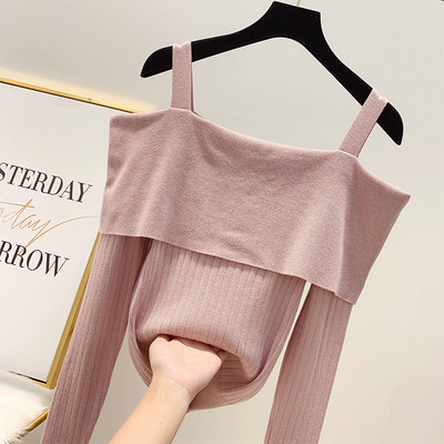 Μοντέρνο γυναικείο πουλόβερ με γυμνούς ώμους σε διάφορα χρώματα