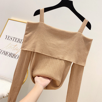 Μοντέρνο γυναικείο πουλόβερ με γυμνούς ώμους σε διάφορα χρώματα