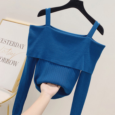 Μοντέρνο γυναικείο πουλόβερ με γυμνούς ώμους σε διάφορα χρώματα