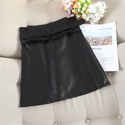 Έκο δερμάτινι γυναικέια φούστα με ζώνη σε τέσσερα χρώματα