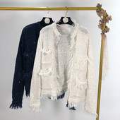 Γυναικεία ζακέτα με κρόσσια και λαμπερό αποτέλεσμα σε δύο χρώματα