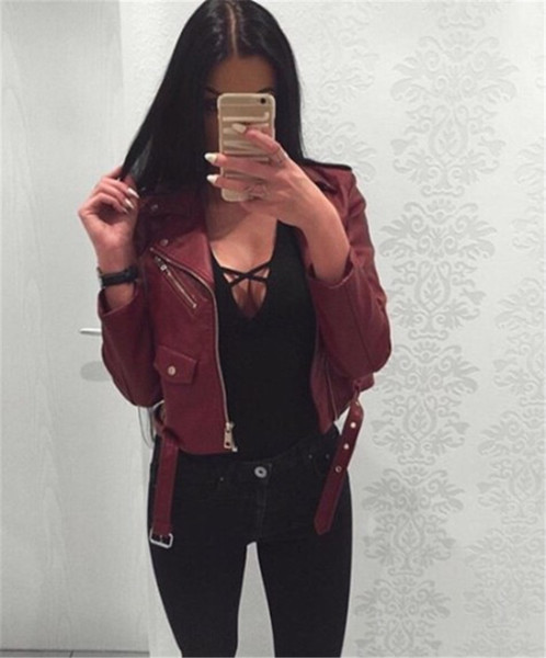 Μοντέρνο γυναικείο έκο δερμάτινο μπουφάν  με φερμουάρ σε διάφορα χρώματα