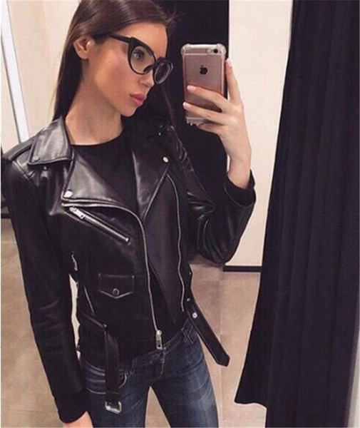 Μοντέρνο γυναικείο έκο δερμάτινο μπουφάν  με φερμουάρ σε διάφορα χρώματα