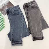 Hosszú női farmer szürke és kék színben