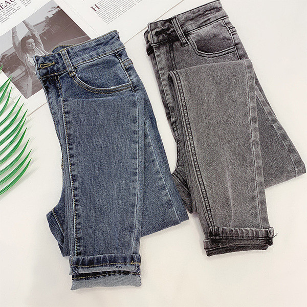 Hosszú női farmer szürke és kék színben