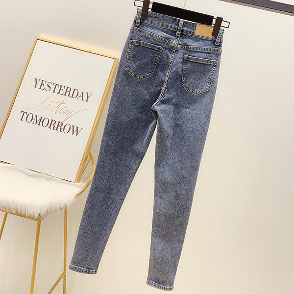 Hosszú női farmer szürke és kék színben