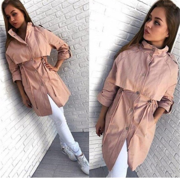 Geaca de toamna moderna de dama cu sireturi si maneci lungi in mai multe culori