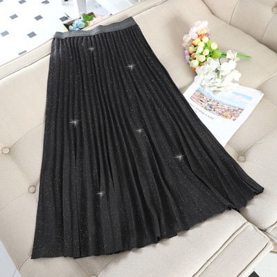 Hosszú női szoknya magas derékkal, fényes hatással több színben