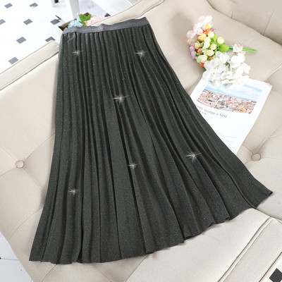 Hosszú női szoknya magas derékkal, fényes hatással több színben