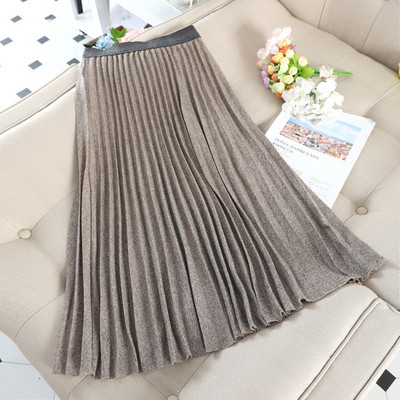 Hosszú női szoknya magas derékkal, fényes hatással több színben