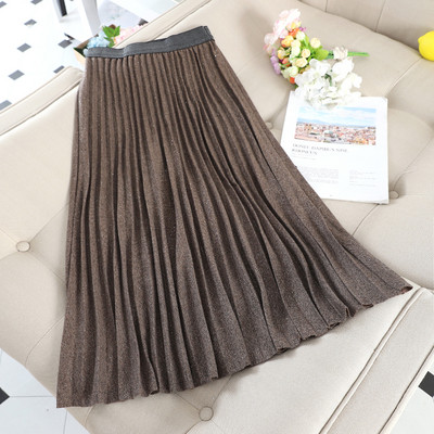 Hosszú női szoknya magas derékkal, fényes hatással több színben