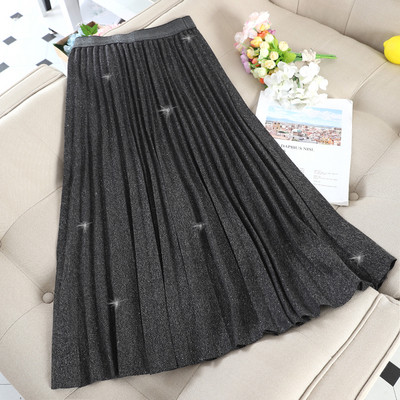 Hosszú női szoknya magas derékkal, fényes hatással több színben