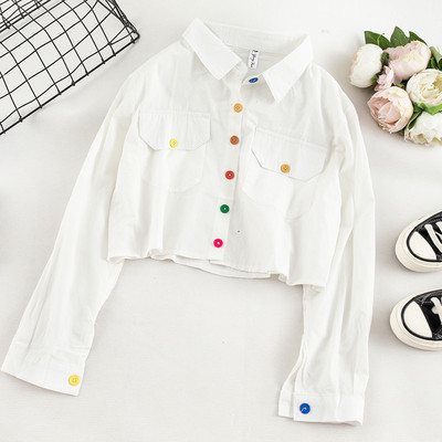 Γυναικείο πουκάμισο σε τέσσερα χρώματα - με τσέπες και χρωματιστά κουμπιά