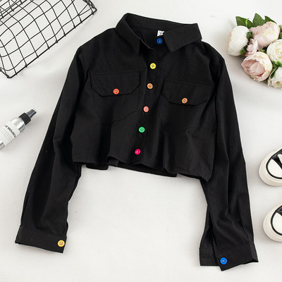 Γυναικείο πουκάμισο σε τέσσερα χρώματα - με τσέπες και χρωματιστά κουμπιά