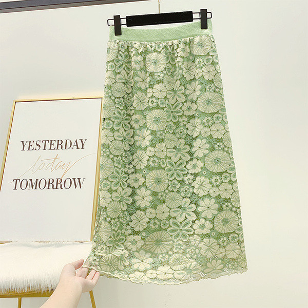 Μοντέρνα γυναικεία φούστα  από δαντέλα με δύο όψεις, σε διάφορα χρώματα