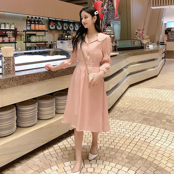 Modern női hosszú rózsaszín ruha