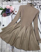 Rochie scurta de dama eleganta cu maneci lungi in doua culori