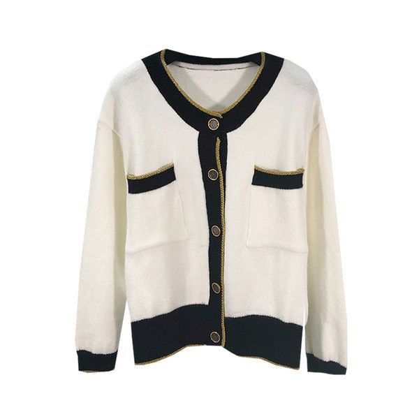 Rövid női mellény fehér és fekete színben, gombokkal és zsebekkel