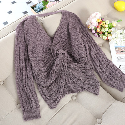 Μοντέρνο γυναικείο πουλόβερ  με V-λαιμό σε επτά χρώματα