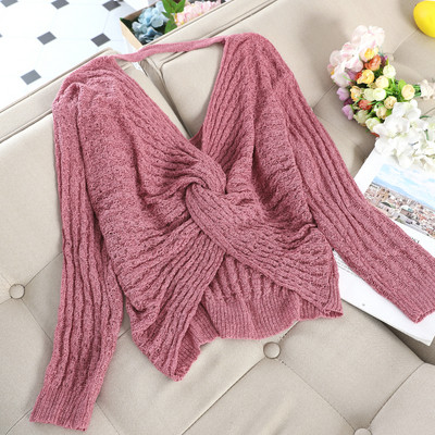 Μοντέρνο γυναικείο πουλόβερ  με V-λαιμό σε επτά χρώματα