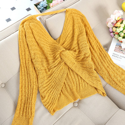 Μοντέρνο γυναικείο πουλόβερ  με V-λαιμό σε επτά χρώματα