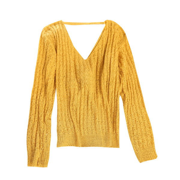 Μοντέρνο γυναικείο πουλόβερ  με V-λαιμό σε επτά χρώματα