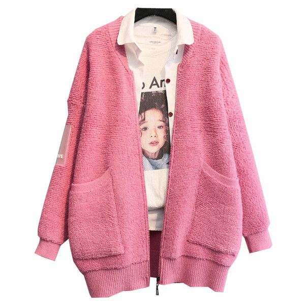 Χειμερινή  γυναικεία ζακέτα με φερμουάρ σε διάφορα χρώματα