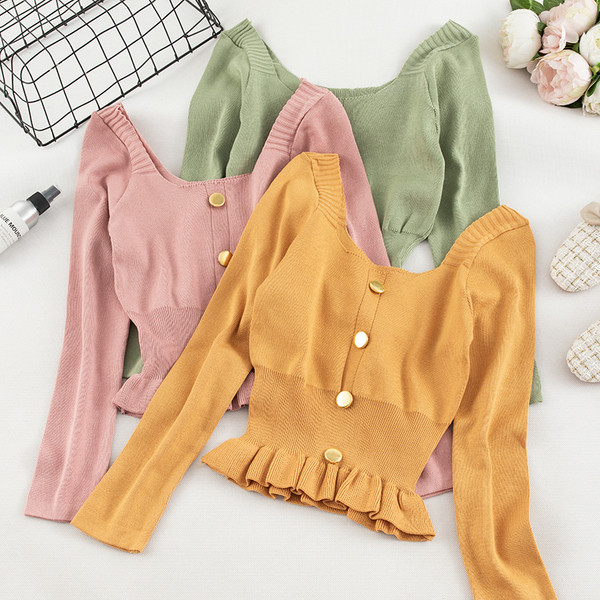 Bluză de damă modernă cu nasturi - în mai multe culori