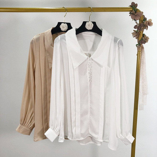 Camasa de dama eleganta din sifon cu nasturi si maneci lungi in doua culori