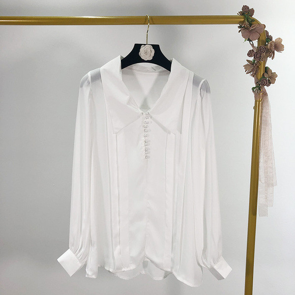 Camasa de dama eleganta din sifon cu nasturi si maneci lungi in doua culori