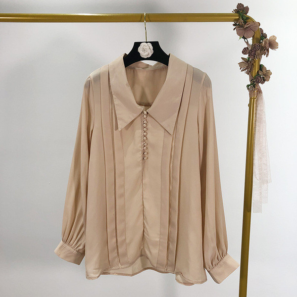 Camasa de dama eleganta din sifon cu nasturi si maneci lungi in doua culori