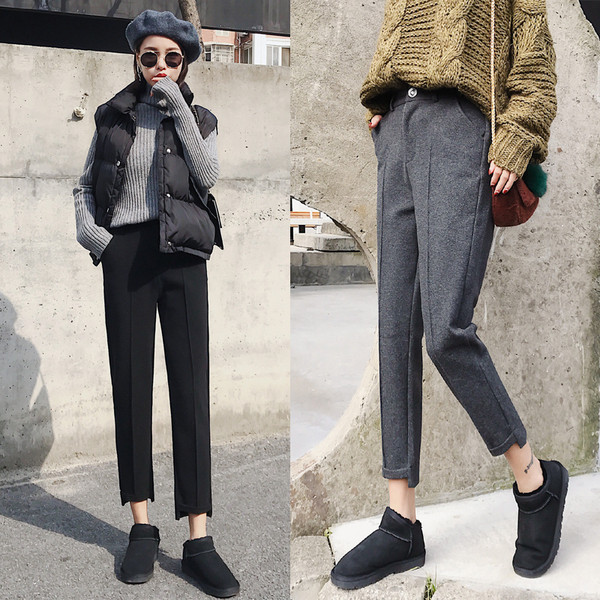 Γυναικείο μοντέρνο παντελόνι - ευθεία μοτίβο σε δύο χρώματα